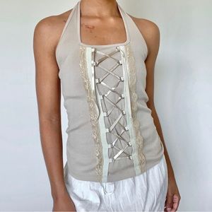 Vintage Y2K 2000s Corset Lace Up Halter Top